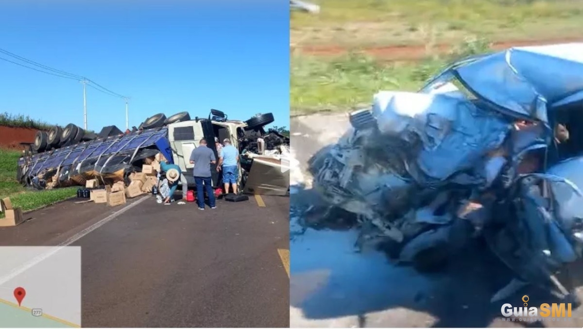 Motorista de carro morre em acidente caminhão na BR 277